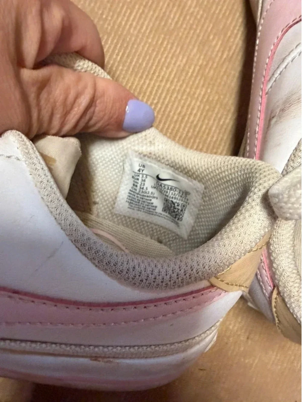 Girls Pink & White Nike Shoes